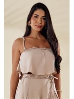 Blusa Regata Enviesada Com Alcas Torcidas Cinza 44