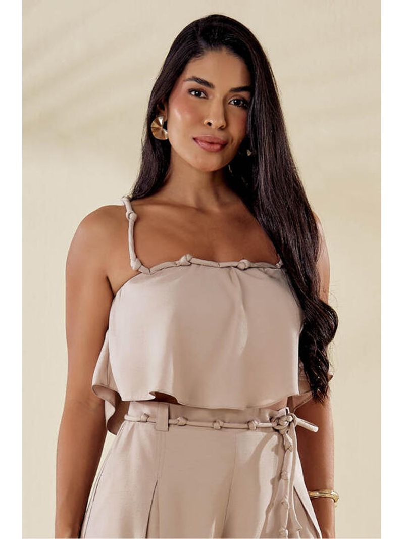 Blusa Regata Enviesada Com Alcas Torcidas Cinza 44