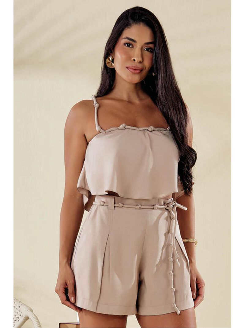 Short Em A Com Cinto De Nos Cinza 40