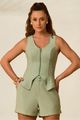 Conjunto De Blusa Alongada Com Short Alfaiataria Verde 36