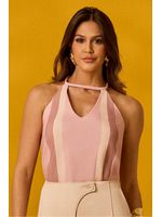 Blusa Com Decote Em V Rosa 46