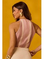 Blusa Com Decote Em V Rosa 46