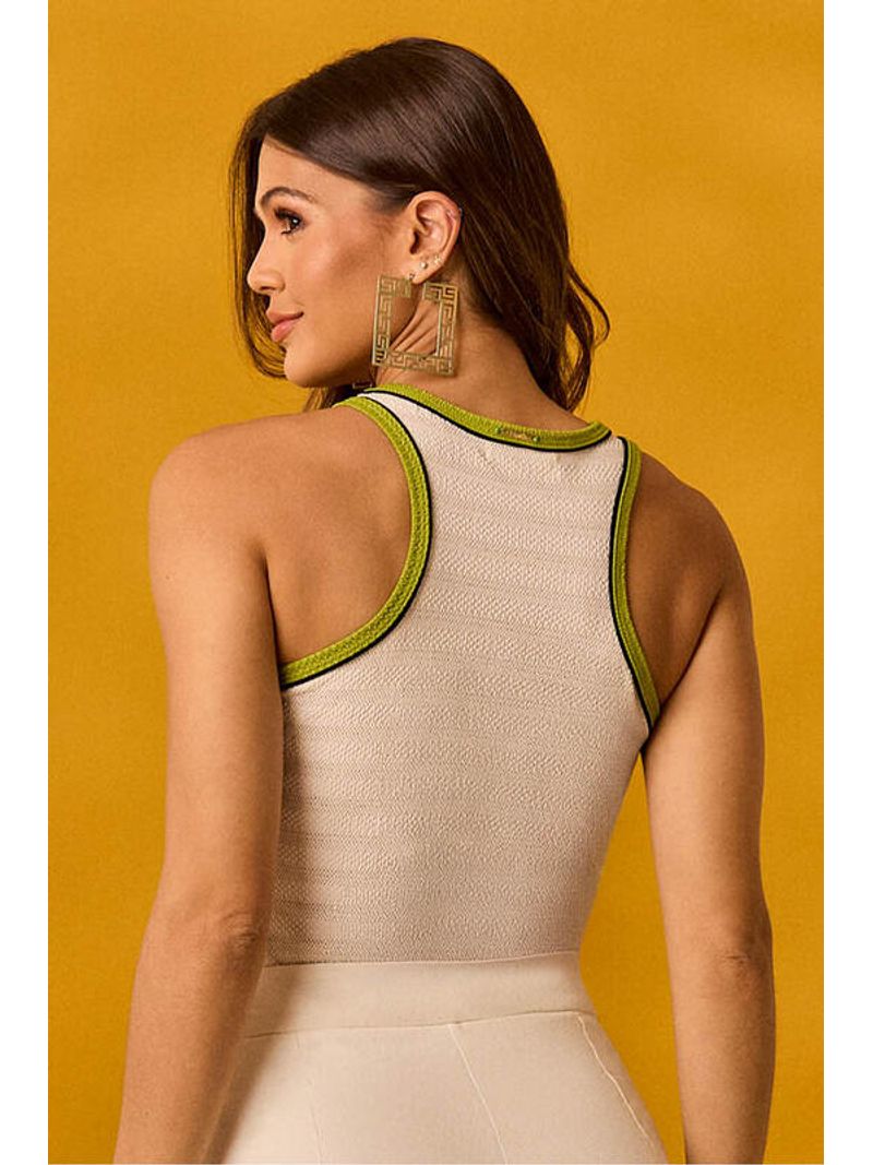 Blusa Regata Nadador Com Vies Off White Xg