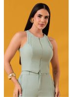 Blusa Cropped Com Ziper Destacavel E Nervuras Verde 46