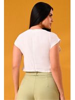 Blusa Semi Cropped Ampla Com Bicos Off White 46