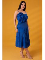 Conjunto Com Cropped Babados Flor Azul 40