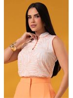 Blusa Regata Com Gola Padre E Vivos Laranja 42