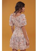 Vestido Curto Com Babados Duplos Estampado 42