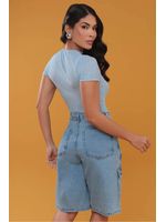 Short Bermuda Com Bolsos Aplicados Azul 38