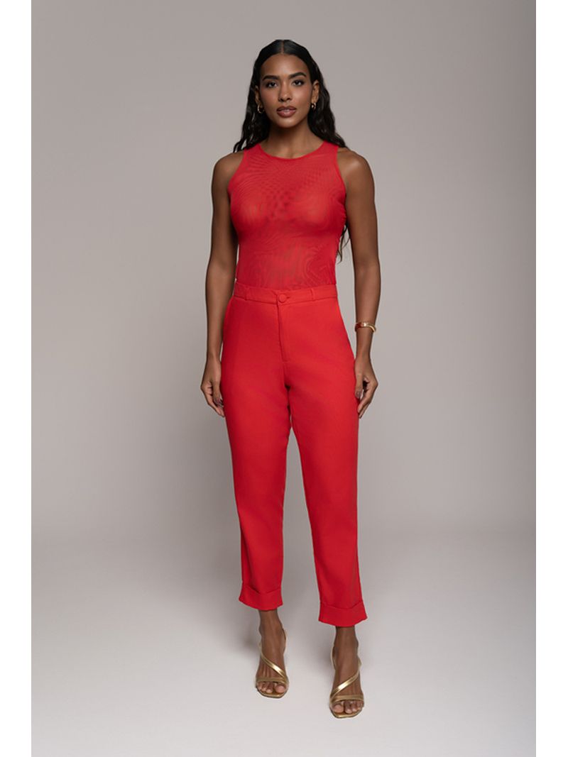 Calca Com Cos E Barra Virada Vermelho 38