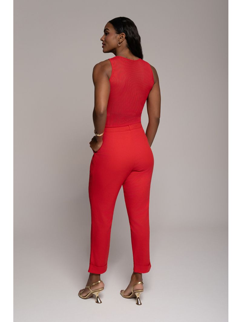 Calca Com Cos E Barra Virada Vermelho 38