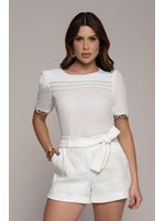 Conjunto De Blusa E Short Com Detalhes De Viese Off/verde 36