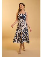 Vestido Midi Geometrico Estampado / Marinho 36