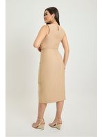 Conjunto De Saia Midi Com Cropped E Pregas Bege 36