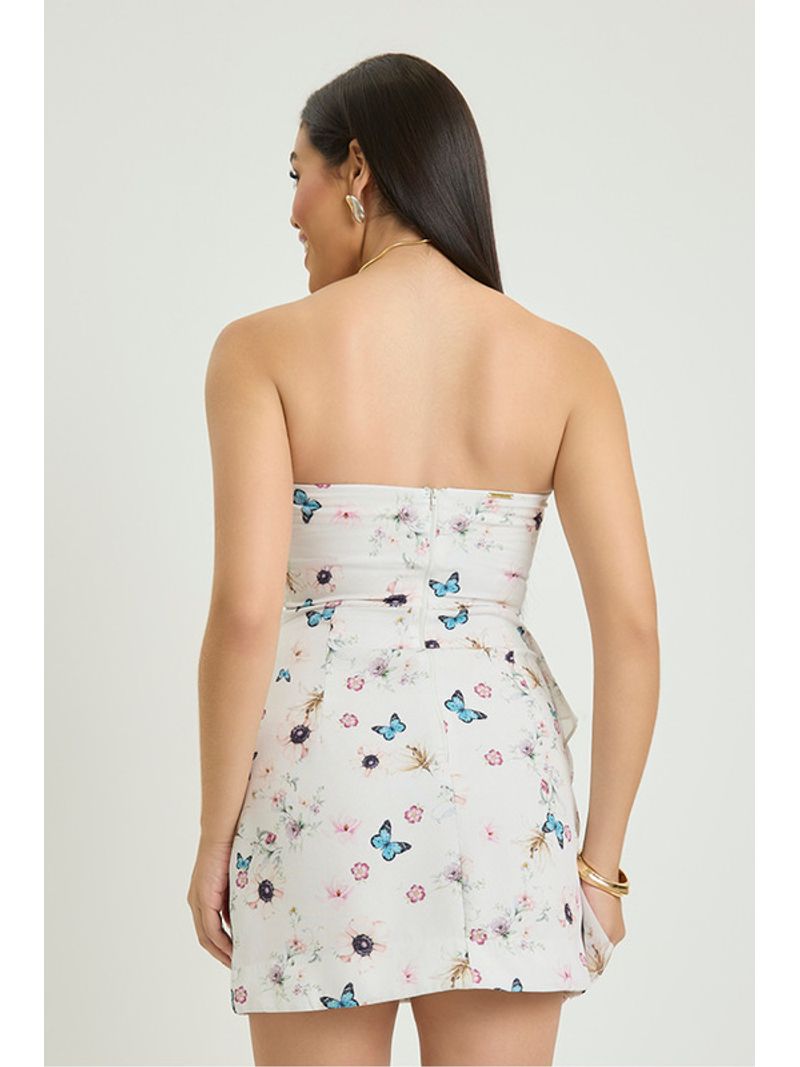 Vestido Sem Alcas Com Jabour Estampado 38