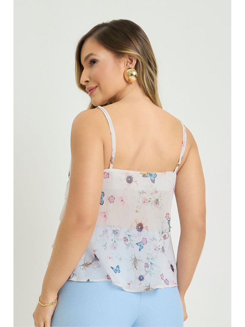 Blusa Regata Com Babados Estampado 42