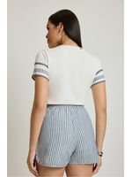 Conjunto Tshirt E Short Listrado Estampado /  Azul 42