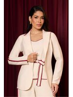 Outwear Blazer Estruturado Com Recortes Bege/vinho 38