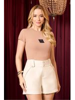 Short Curto Com Botoes E Boslo Amarelo 36