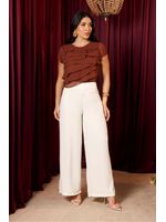 Calca Pantalona Com Detalhes De Pregas Off White 42