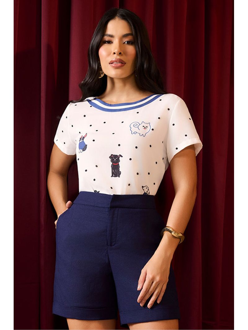 Short Bermuda Com Prega Rebatida Marinho 36