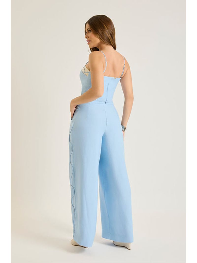 Conjunto Pantalona Com Recortes Nas Laterais Azul 46