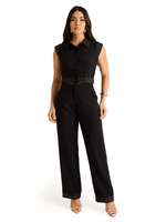 Conjunto De Blusa Com Pesponto E Calca Marrom 38