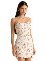 Vestido Plano Curto Com  Alca Removiveis Estampado 38