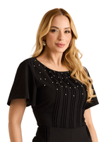 Blusa Padrao Com Nervuras Preto/prata 38