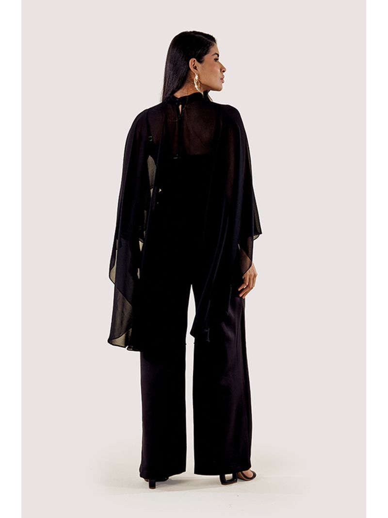 Macacao Longo Com Capa Fluida Preto 38