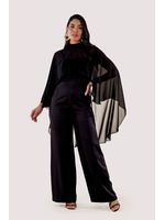 Macacao Longo Com Capa Fluida Preto 40