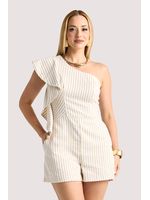 Macacao Curto Ombro Com Babado Natural 46