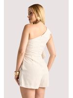 Macacao Curto Ombro Com Babado Natural 46