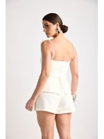 Conjunto De Blusa Estruturada Peplum E Short Off White 42