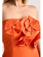 Vestido Plano Curto  Aplicacoes De Flores E Borbolaranja 40