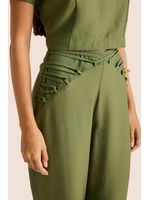 Conjunto Blusa Semicropped E Calca Com Rolutes Verde 38