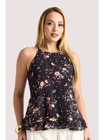 Blusa Alca Fina Com Babados Na Barra Estampado 38