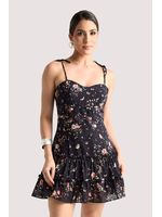 Vestido Plano Curto Com Babados E Alca Com Amar Estampado 44