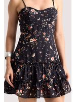 Vestido Plano Curto Com Babados E Alca Com Amar Estampado 44