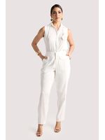 Calca Reta Com Lapelas E Recorte Frontal Off White 36