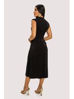 Vestido Plano Midi Com Fivela Preto 38