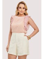 Conjunto Blusa Com Plissado E Short Rosa 36