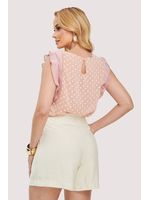 Conjunto Blusa Com Plissado E Short Rosa 36