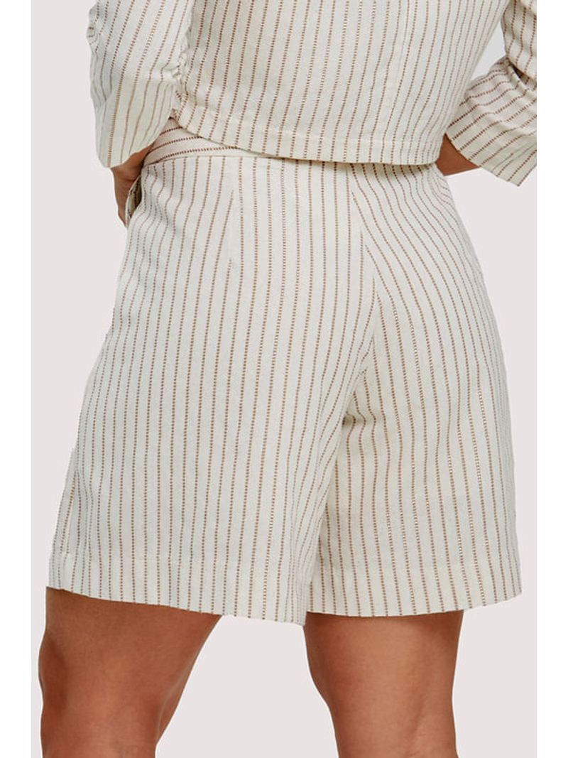 Short Bermuda Em Listras Com Cos E Bolso Natural 36