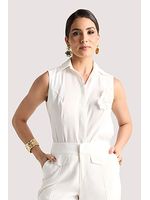 Blusa Padrao Com Aplicacao De Flores A Laser Off White 36