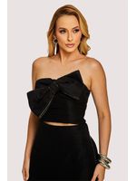 Conjunto De Cropped Com Laco E Saia Preto 36