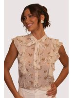 Blusa Cavada Com Jabour Estampado 38