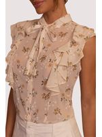 Blusa Cavada Com Jabour Estampado 38