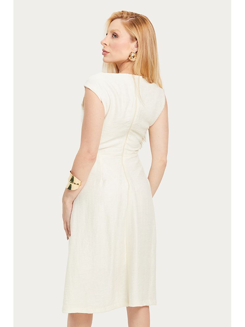Vestido Plano Midi Com Recorte Busto Off White 38
