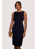 Vestido Plano Midi Com Vazado E Laco Marinho 40